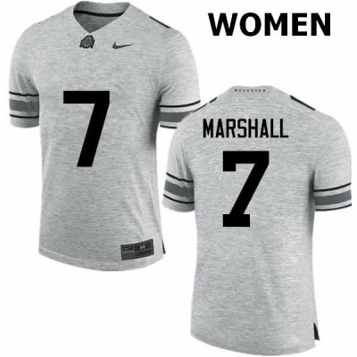 NCAA Ohio State Buckeyes Women's #7 Jalin Marshall Gray Nike Football College Jersey VLT0245EN